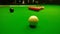 The starting position for a game of snooker on the billiard table