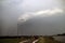 Starting shelf cloud above the along river Hollandse IJssel in Moordrecht in the Netherlands