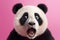 Startled Panda: Humorous Big-Eyed Expression. Generative ai