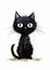 Startled Sooty: A Cute Cartoon Portrait of a Black Kitty Cat Kit