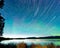 Startrails Aurora borealis display Lake Laberge