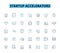 Startup Accelerators linear icons set. Incubator, Mentorship, Seed funding, Innovation, Cohort, Collaboration, Nerk line