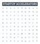 Startup Accelerators vector line icons set. Incubator, Investing, Mentoring, Fundraising, Accelerator, Innovation