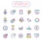 Startup icons - Set of new business icons contains rocket icons, business, planning, target, graph, money tree, success