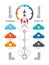 Startup infographics. Business launch concept with growth graphic diagram arrows and rocket or spaceship shuttle startup