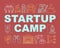 Startup launch training camp word concepts banner. Leadership school, business advice. Presentation, website. Isolated