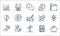 Startup line icons. linear set. quality vector line set such as piggy bank, thumb up, statistics, graduation, energy, announcement