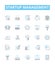 Startup management vector line icons set. incubation, capitalization, monetization, benchmarking, operationalization