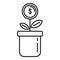 Startup plant money icon, outline style