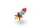 Startup, rocket launch isometric flat icon. 3d vector