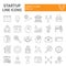 Startup thin line icon set, finance symbols collection, vector sketches, logo illustrations, development signs linear