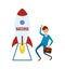 Startup to Success, Businessman, Briefcase, Rocket