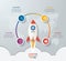 Startup vector circle infographics with rocket launch