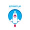 Startup - vector logo template concept illustration. Abstract rocket creative sign. Spaceship symbol. Design element