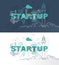 Startup web page banner concept with thin line flat design