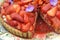 Starwberry tart with slice removed