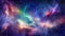 Stary night cosmos. Universe science astronomy. Colorful space galaxy cloud nebula. Generative AI for banner, poster, cover,