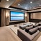 A state-of-the-art home theater with plush reclining seats, a large projection screen, and surround sound speakers5, Generative