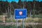 State border of the Republic of Poland, crossing forbidden - Polish road sign at the border with Russia Kaliningrad Oblast