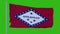 State flag of Arkansas waving in the wind against green screen background. 3d illustration