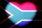 State flag of South Africa in the shape of a heart. Symbol for the design and illustration of relationships and feelings. The conc