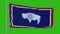 State flag of Wyoming waving in the wind against green screen background. 3d illustration