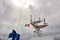 State flags raised on the mast of a merchant ship in the ports of call.