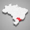 state location within Brazil 3d map Template for your design