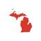State of Michigan vector map silhouette. MI state shape icon. Outline contour map of Michigan.
