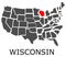 State of Wisconsin on map of USA