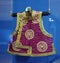 Stately Demeanour Qing Emperor Burgundy Pipa Lapel Vest Golden Thread Satin Eaves Tile Patterns Imperial Noble Accessory Costume