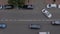 Static aerial top view: cars are driving on the road - city traffic