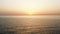 Static drone aerial shot of rippled sea waves, birds flying around on amazing orange sunset panorama. Wanderlust concept