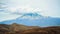 Static dynamic timelapse of snowy mountain ararat peak with cloud pass from Turkey side in late spring