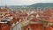 Static shot of amazing view of Prague city in summer from top, red roofs