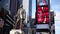 A static shot of the statue of George M Cohan in Times Square