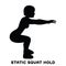 Static squat hold. Squat. Sport exersice. Silhouettes of woman doing exercise. Workout, training