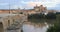 Static view on Puente Romano bridge and Cathedral reflecting in water