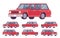 Station wagon, estate car bright red set