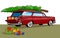 Station wagon with tree