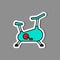 Stationary bicycle, Exercise Bike paper sticker, vector label