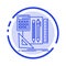 Stationary, Book, Calculator, Pen Blue Dotted Line Line Icon