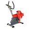 Stationary exercise bike with bow and ribbon, gift concept. 3D r