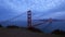 A stationary shot of Golden Gate Bridge San Francisco at dusk