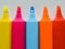 Stationery - colourful highlighter pens close-up/macro