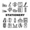 Stationery Equipment Collection Icons Set Vector