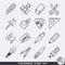 Stationery icons set black and white lineart