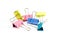 Stationery metallic colored binder clips. Close up. on