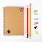 Stationery - Notebook, binder clip, paperclip and pencils