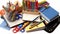 Stationery for school or office. Various writing instruments. horizontal image